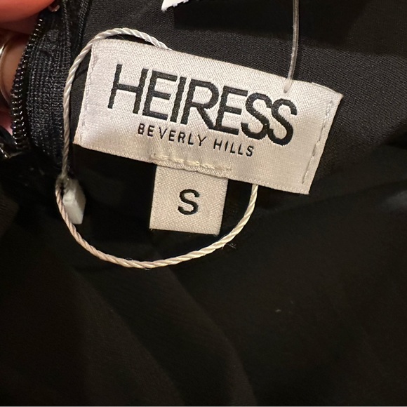 NWOT HEIRESS Beverly Hills Black Chiffon Ruffle Flower Mini Dress - Picture 7 of 8